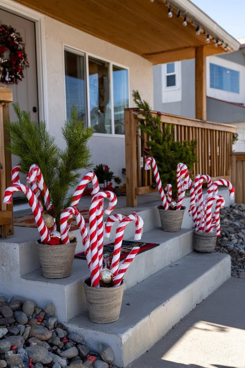 3. Pool Noodle Candy Canes for the Steps - photo 2