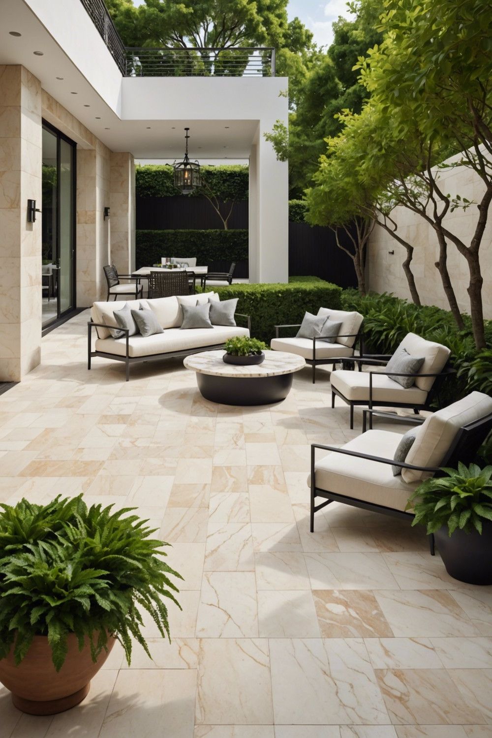 7) Marble Tile Flooring for an Elegant Patio