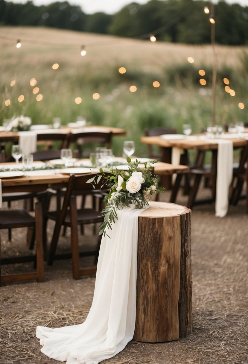 10) Rustic Wood Slab Centerpieces