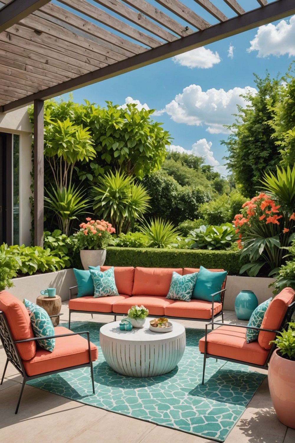 5) Bold-Colored Furniture for Modern Patios