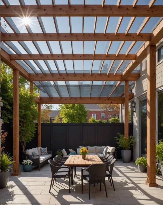 Polycarbonate Roof With a Pergola Accent