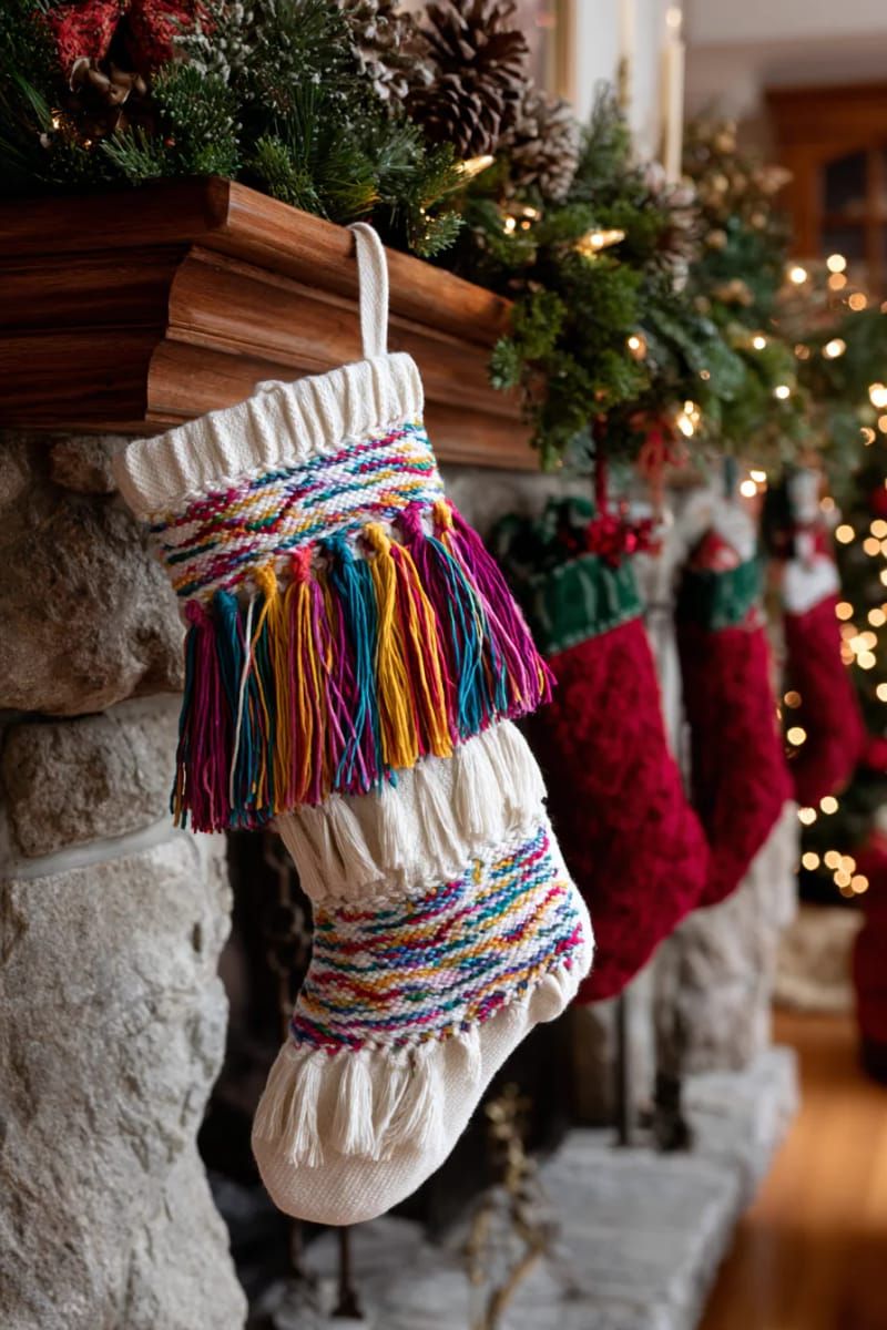 19. Rainbow Yarn Tassels and Braided Trim