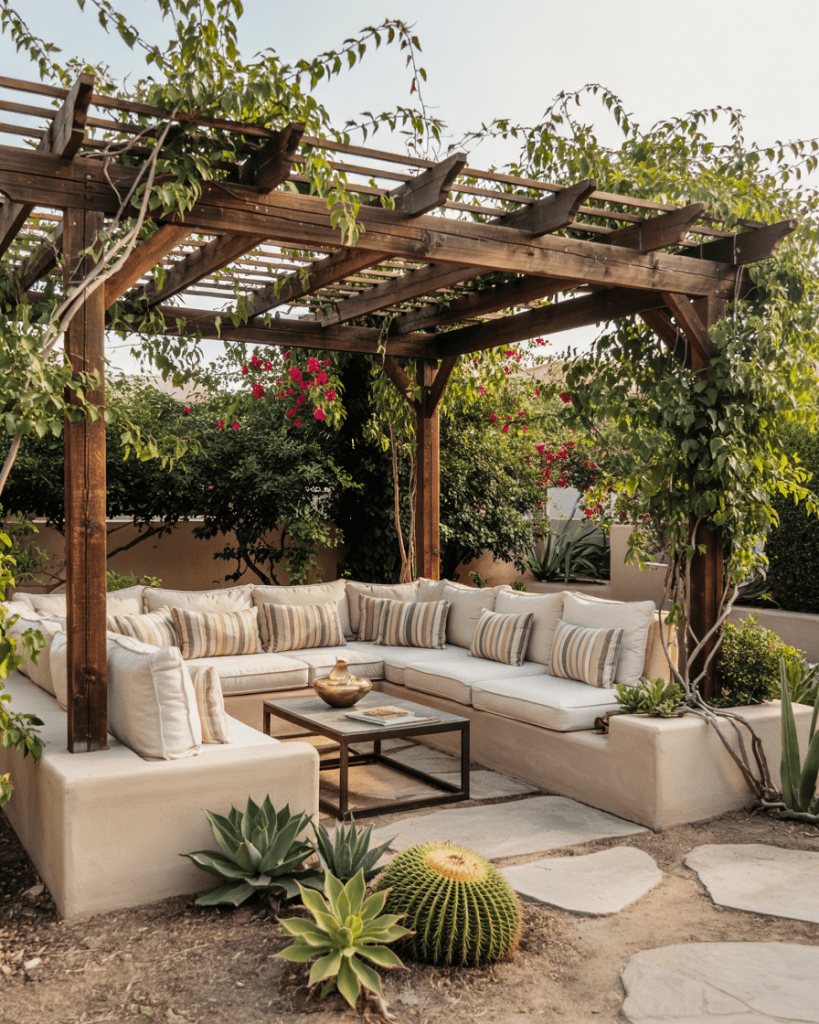 Pergola-Covered Outdoor Lounge Area - photo 2