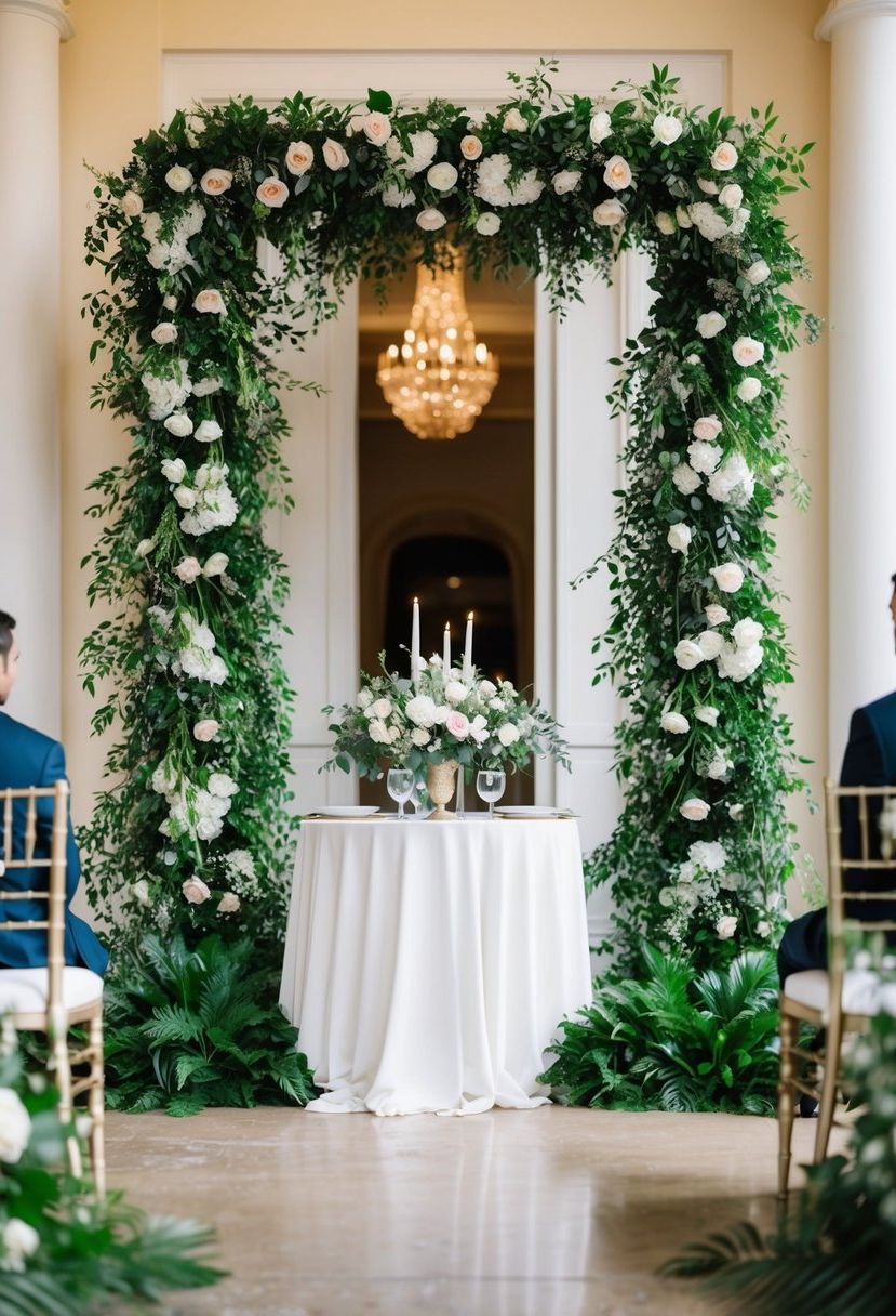 4) Elegant floral garland accents