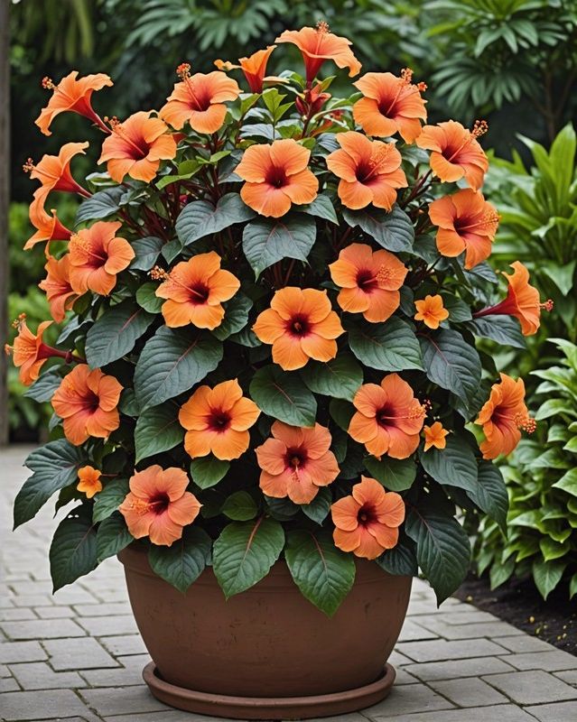Tropical Hibiscus, Croton, and Begonia Planter
