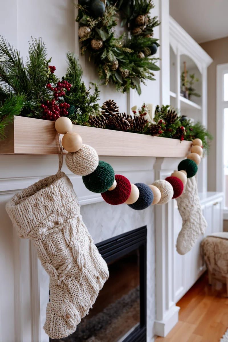 18. Wooden Bead Garland with Felted Wool Spheres - photo 2