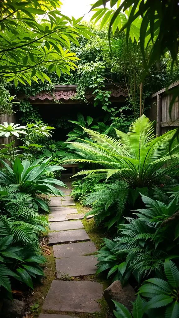 13. Shaded Retreat with Ferns and Hostas