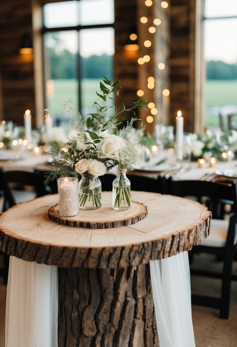 4) Rustic Wood Slice Table Accents