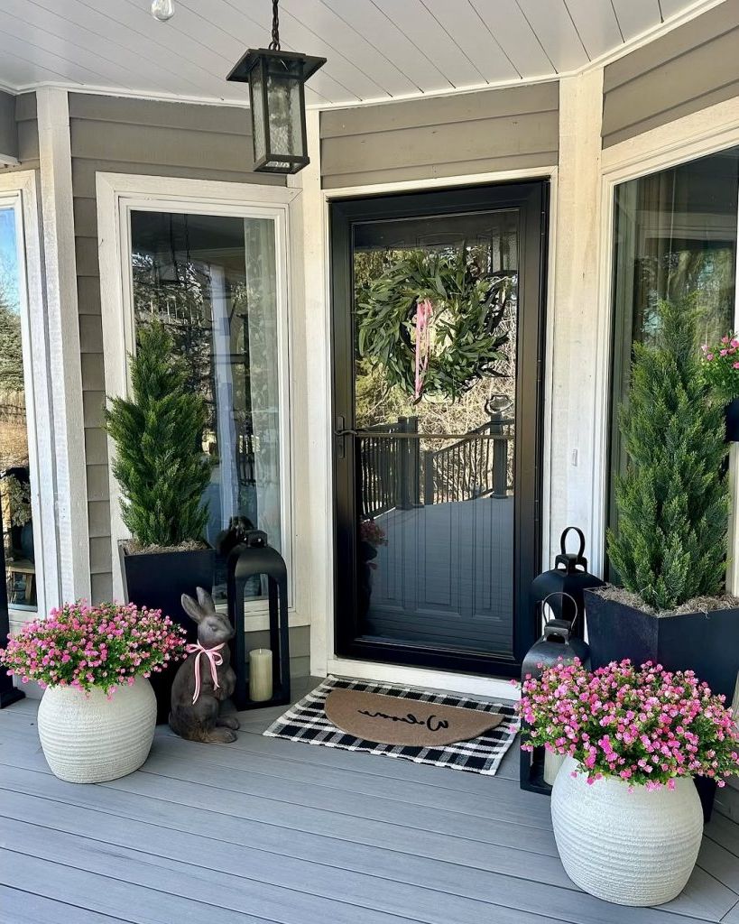 10. Playful Bunny Accents for a Welcoming Porch