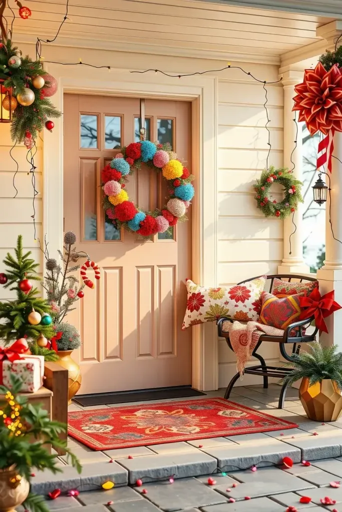 Fun Pom-Pom Wreath Ideas for Christmas - photo 2