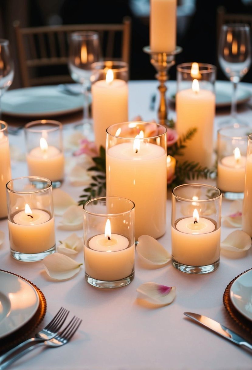 14) Floating Candles with Flower Petals