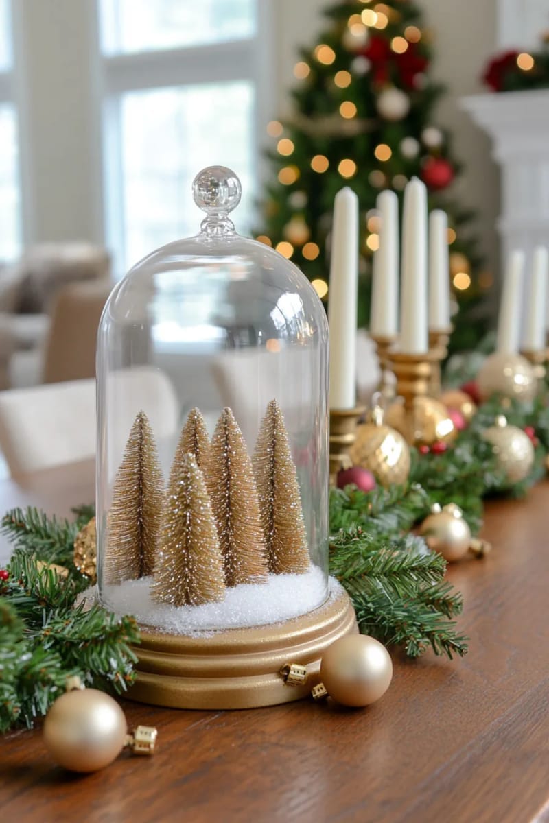 10. Glass Cloche with Bottle Brush Trees - photo 2