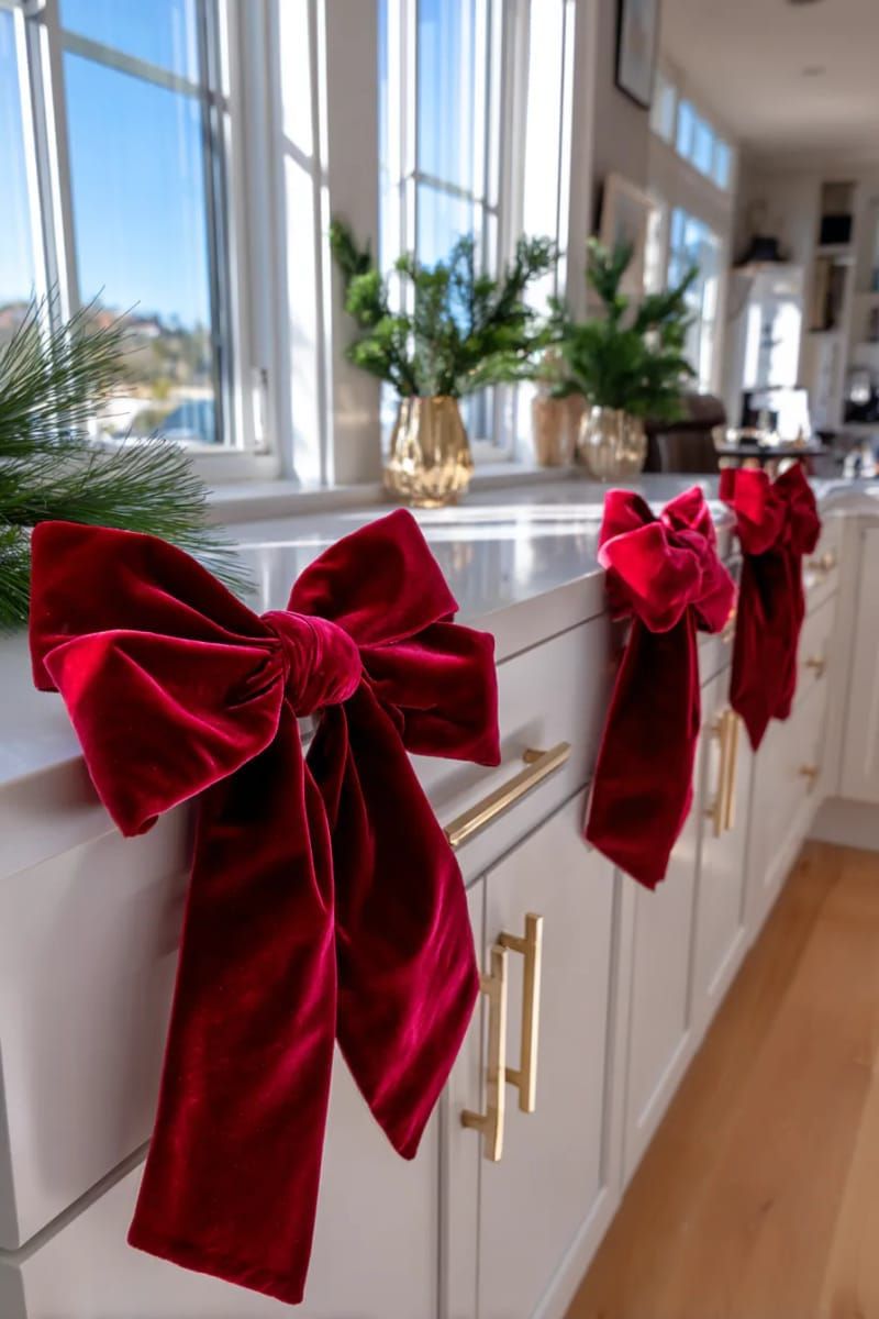27. Velvet Bows on Cabinet Handles and Windows - photo 2