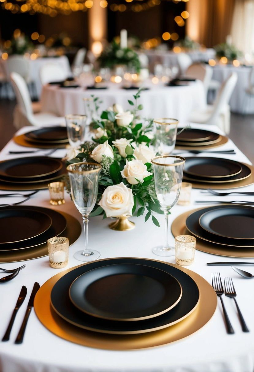 12) Black And Gold Table Mats