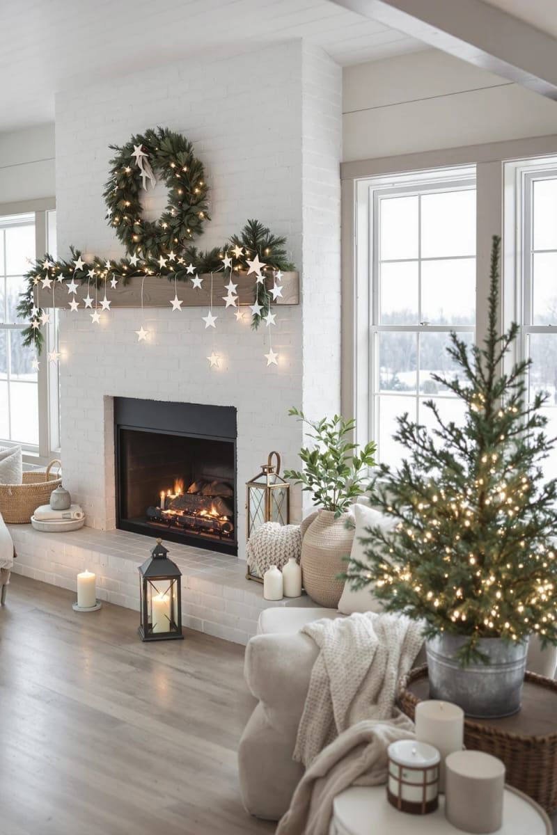 3. Paper Star Garland Above The Mantel - photo 2