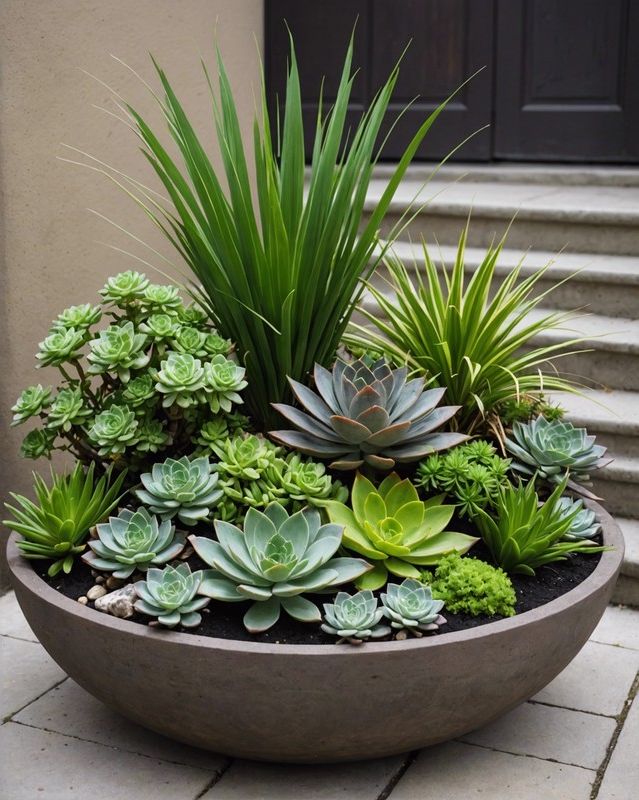 Combining Lemongrass and Succulents in a Planter