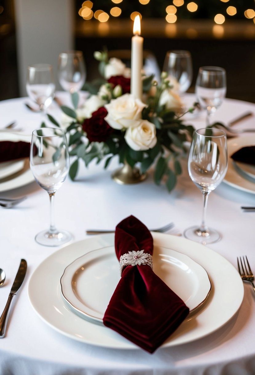 9) Textured Velvet Napkin Accents