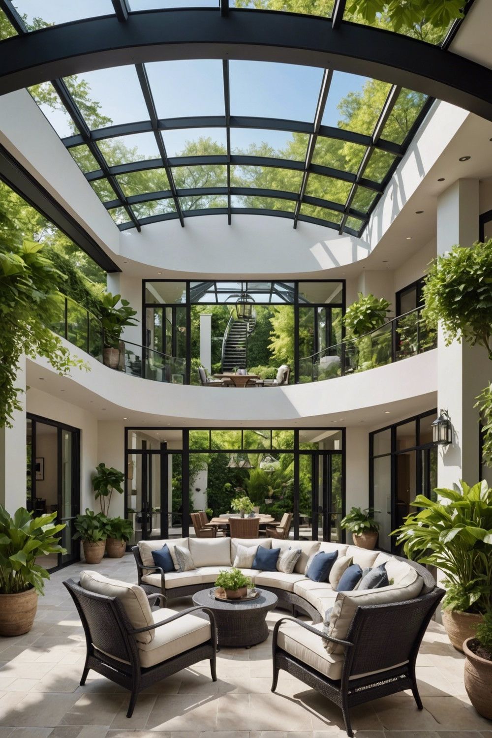 Elegant Curved Roof With Skylights