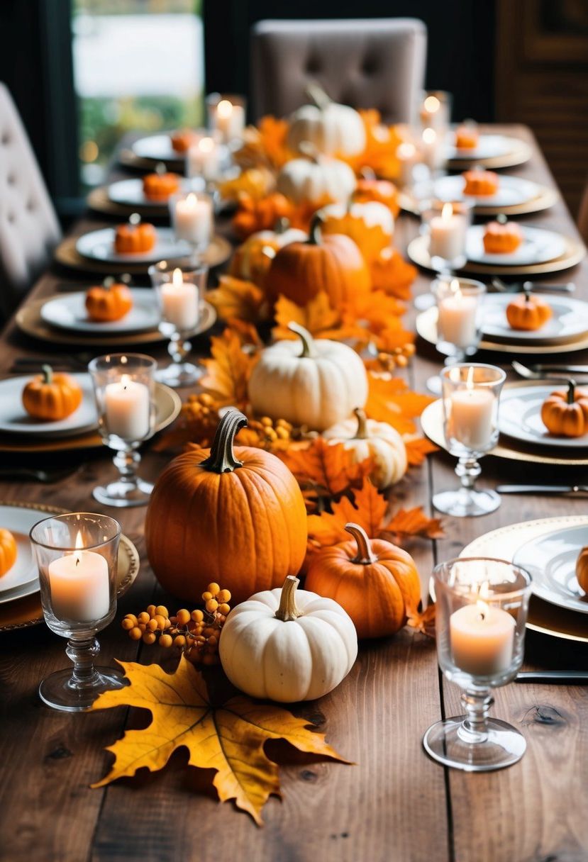 9) Orange and Gold Leaf Decor Ideas