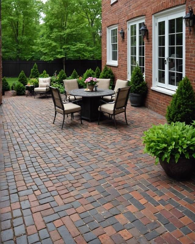 Classic Herringbone Brick Patio Style
