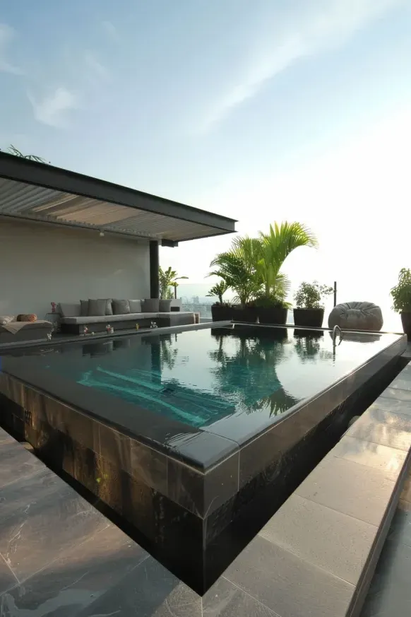 Above Ground Pool With Lounge Space