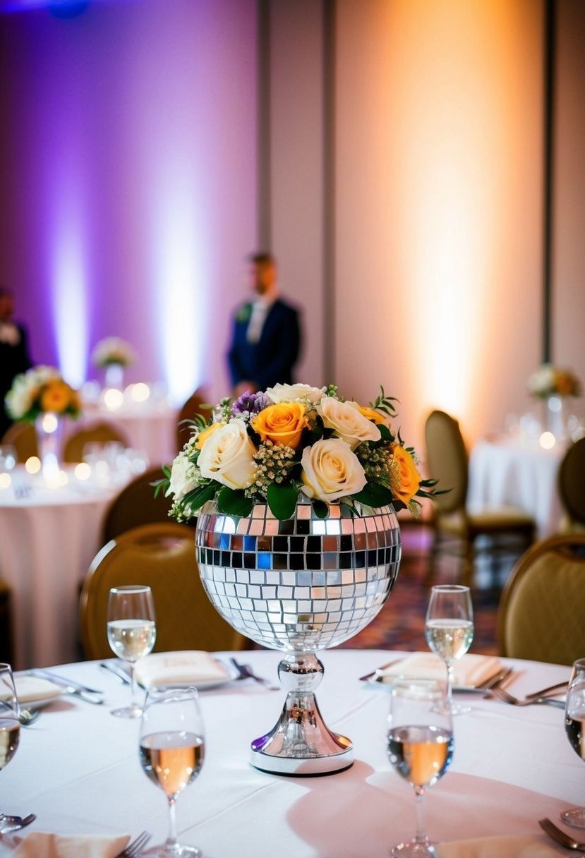 10) Disco Ball Flower Vase Toppers