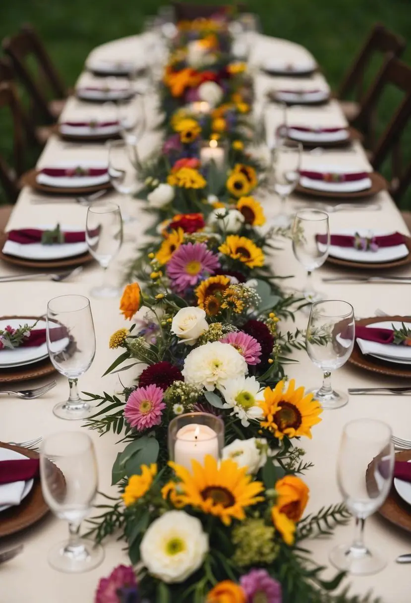 4) Fun Floral Table Runner Ideas