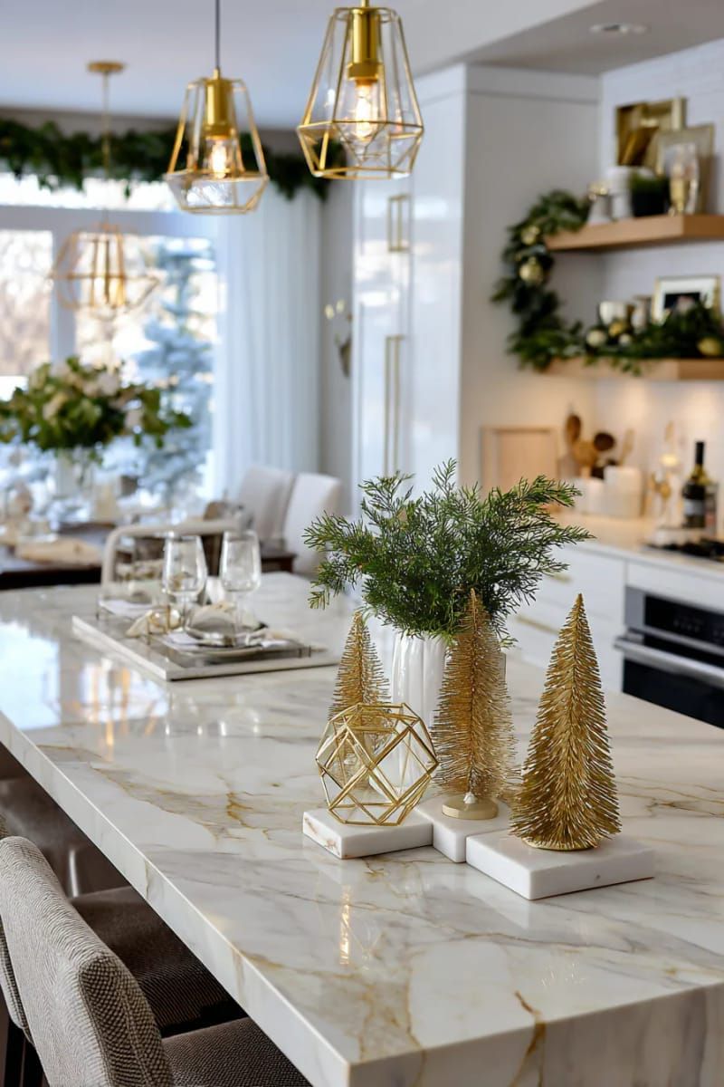 17. Gold Geometric Trees Paired With Marble Coasters - photo 2
