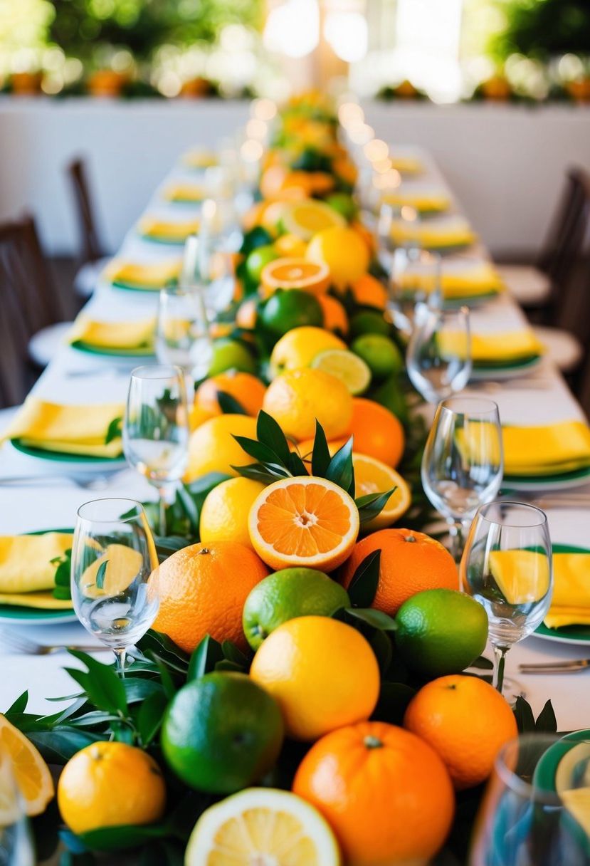 1) Bright Citrus Table Displays
