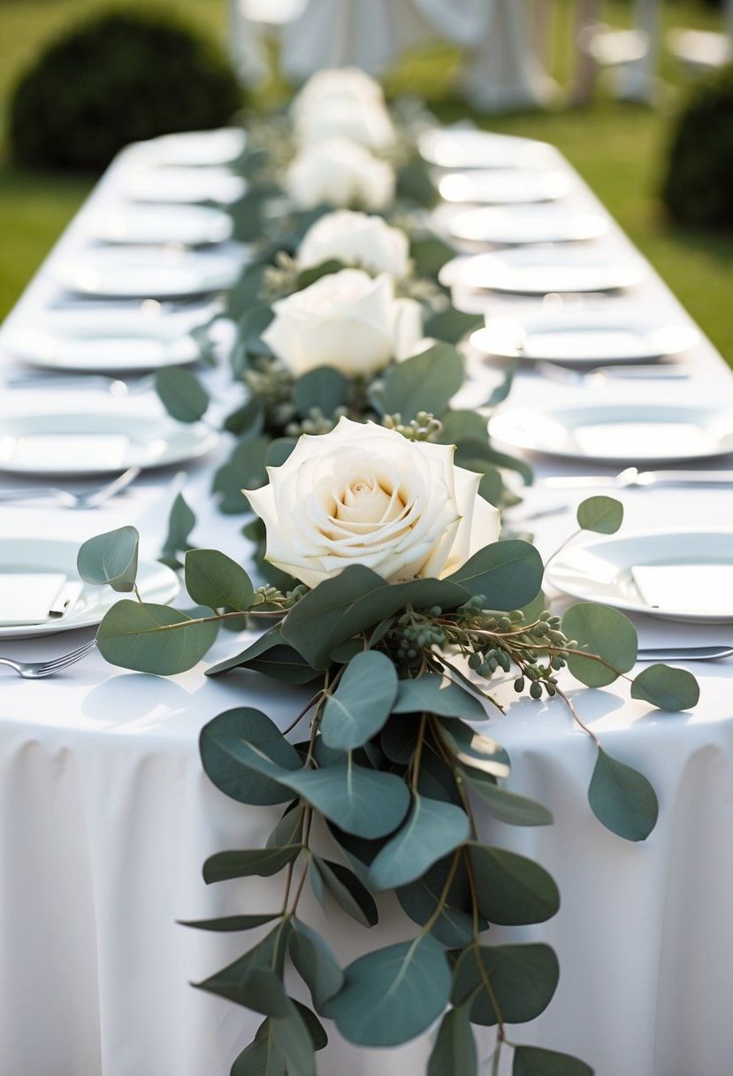 5) White Rose and Eucalyptus Garlands