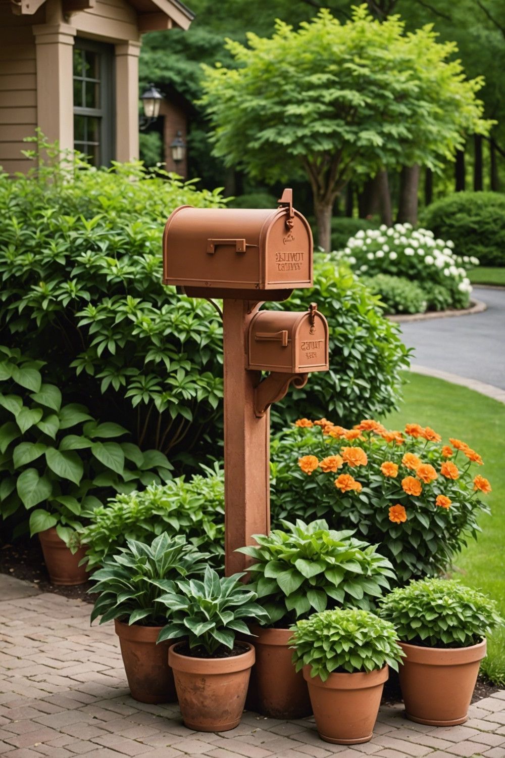 Rustic Terra Cotta Mailbox Pots