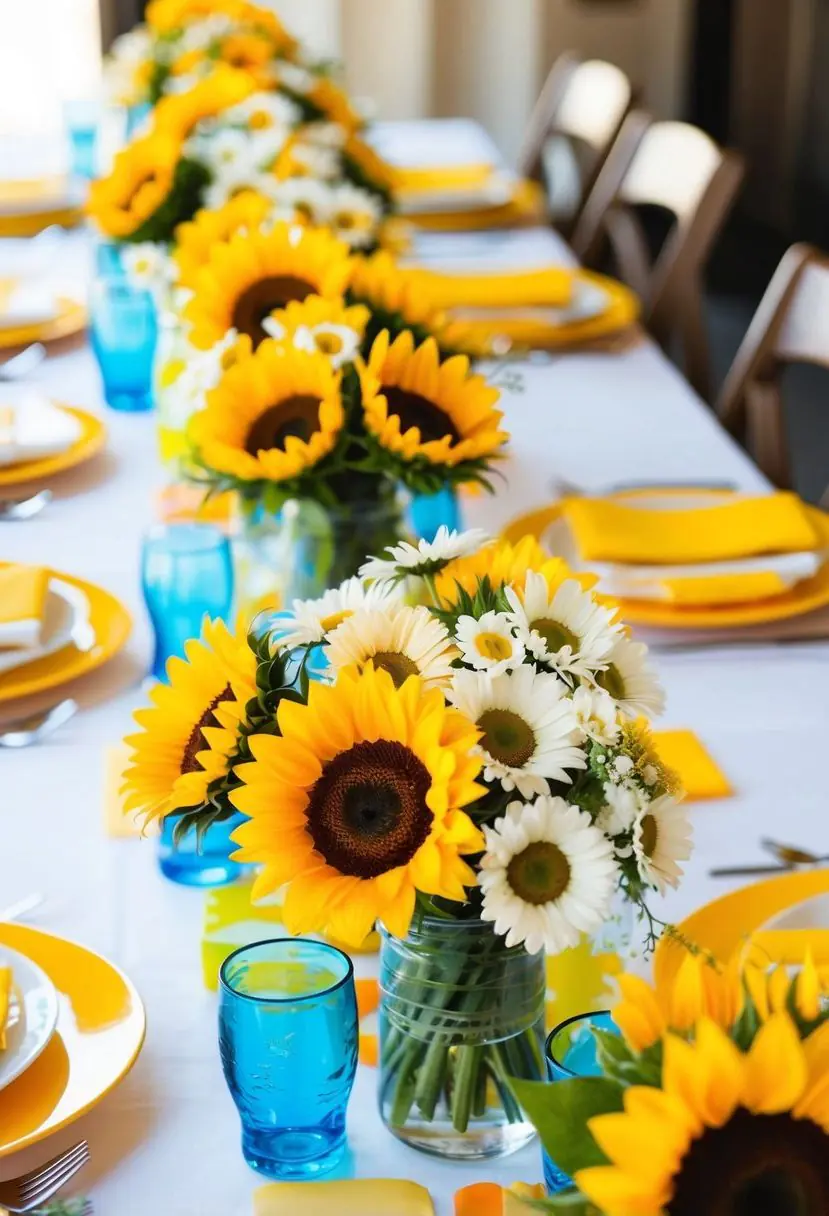 14) Bright Sunflower and Daisy Arrangements