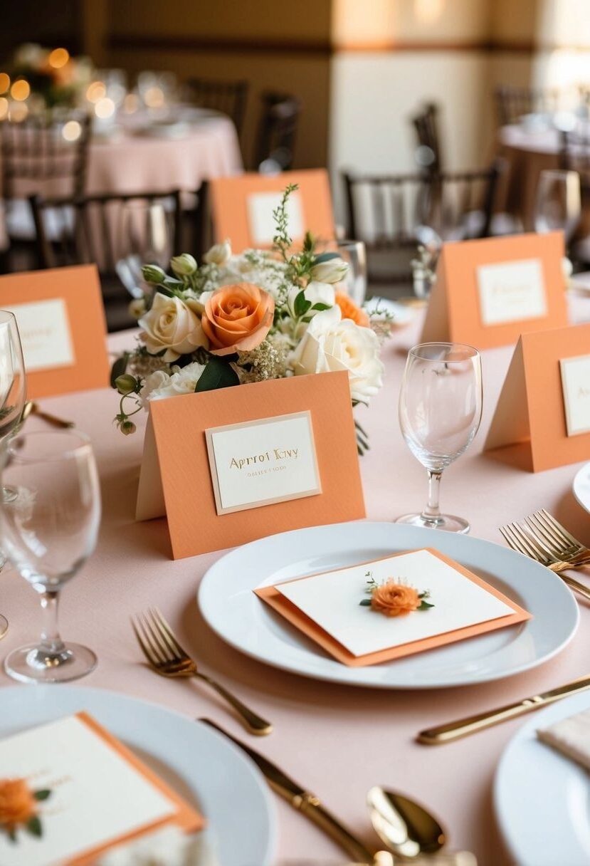 9) Ivory and Apricot Place Cards