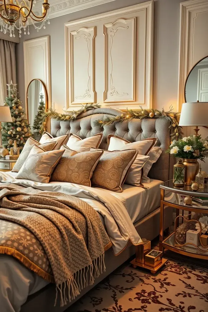 Metallic Decor for a Glamorous Holiday Bedroom - photo 2
