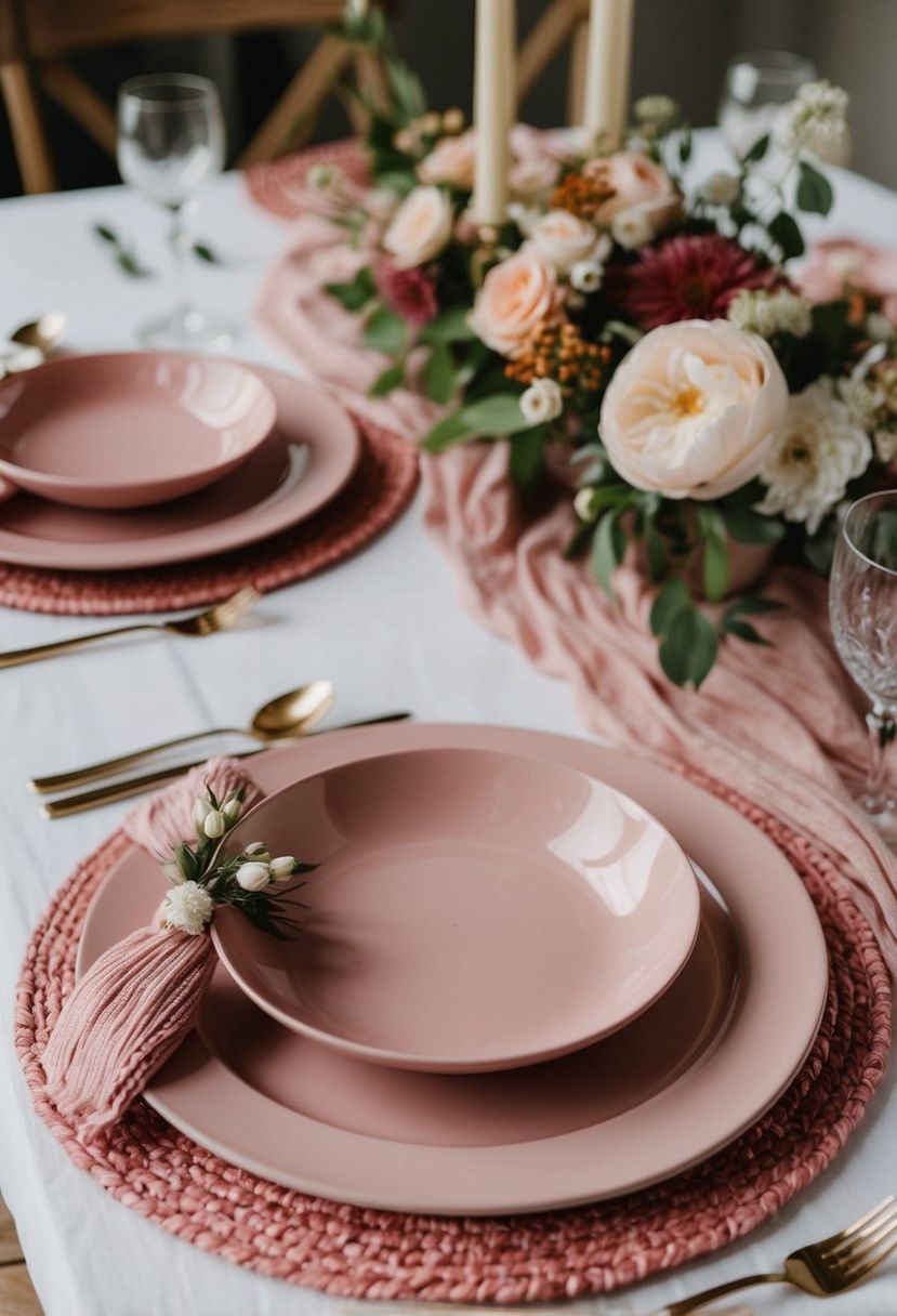 12) Rustic Blush Pink Table Linens