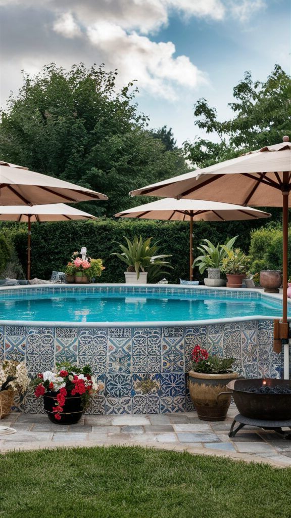 14. Potted Plants for a Lively Pool Area