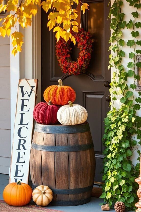 Hang Upcycled Sweater Pumpkin Decorations