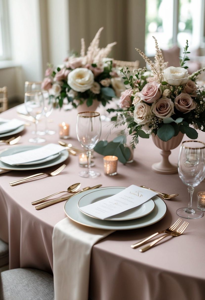 13) Pair dusty rose with ivory linens