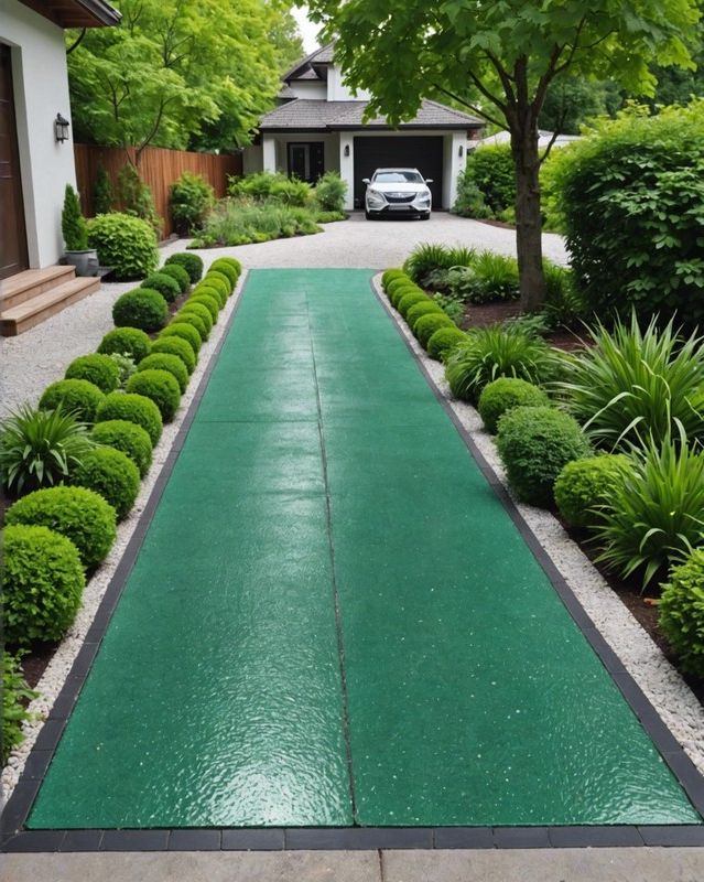 Recycled Glass Driveway With a Decorative Border