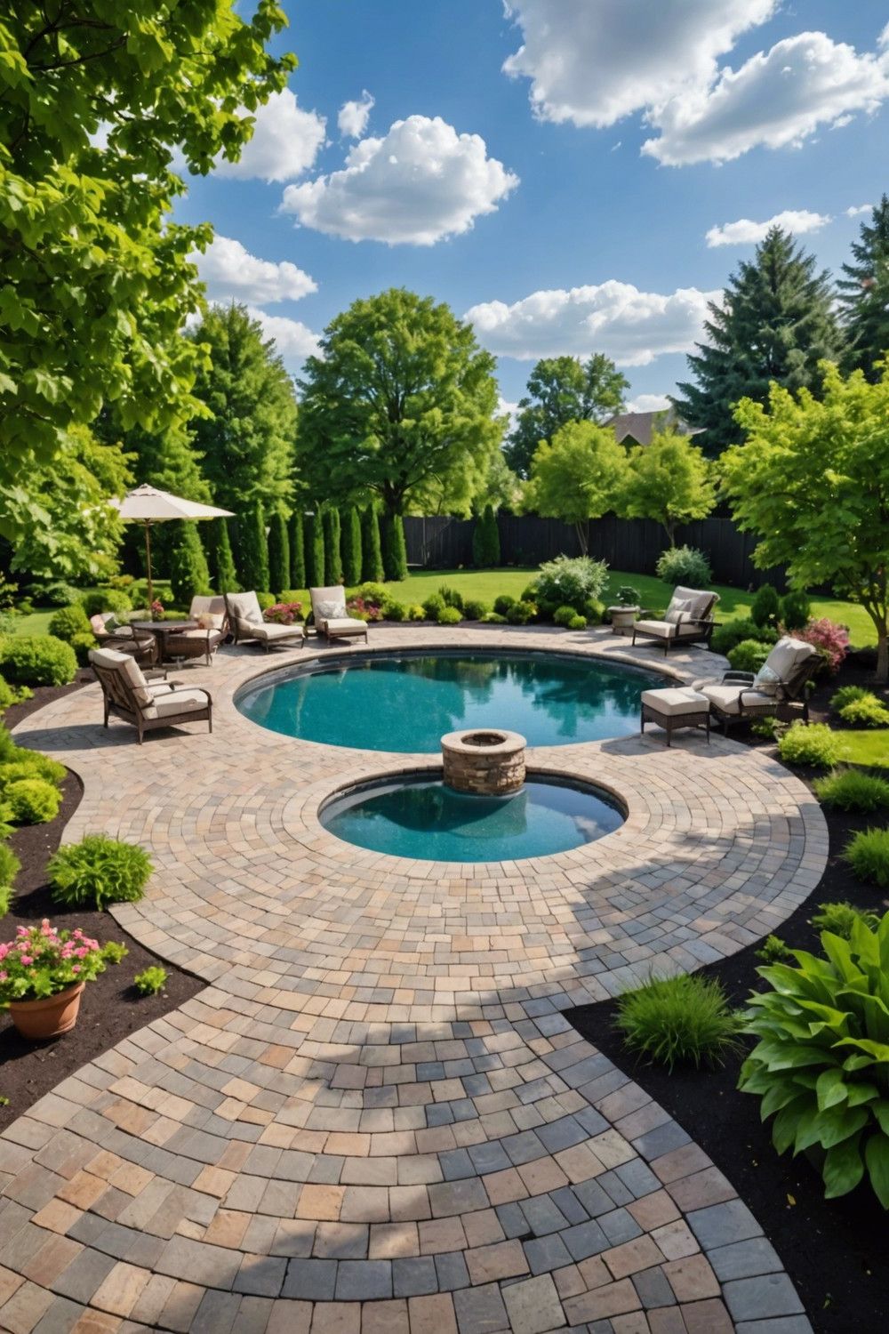 Paver Deck Ideas for Round Pools