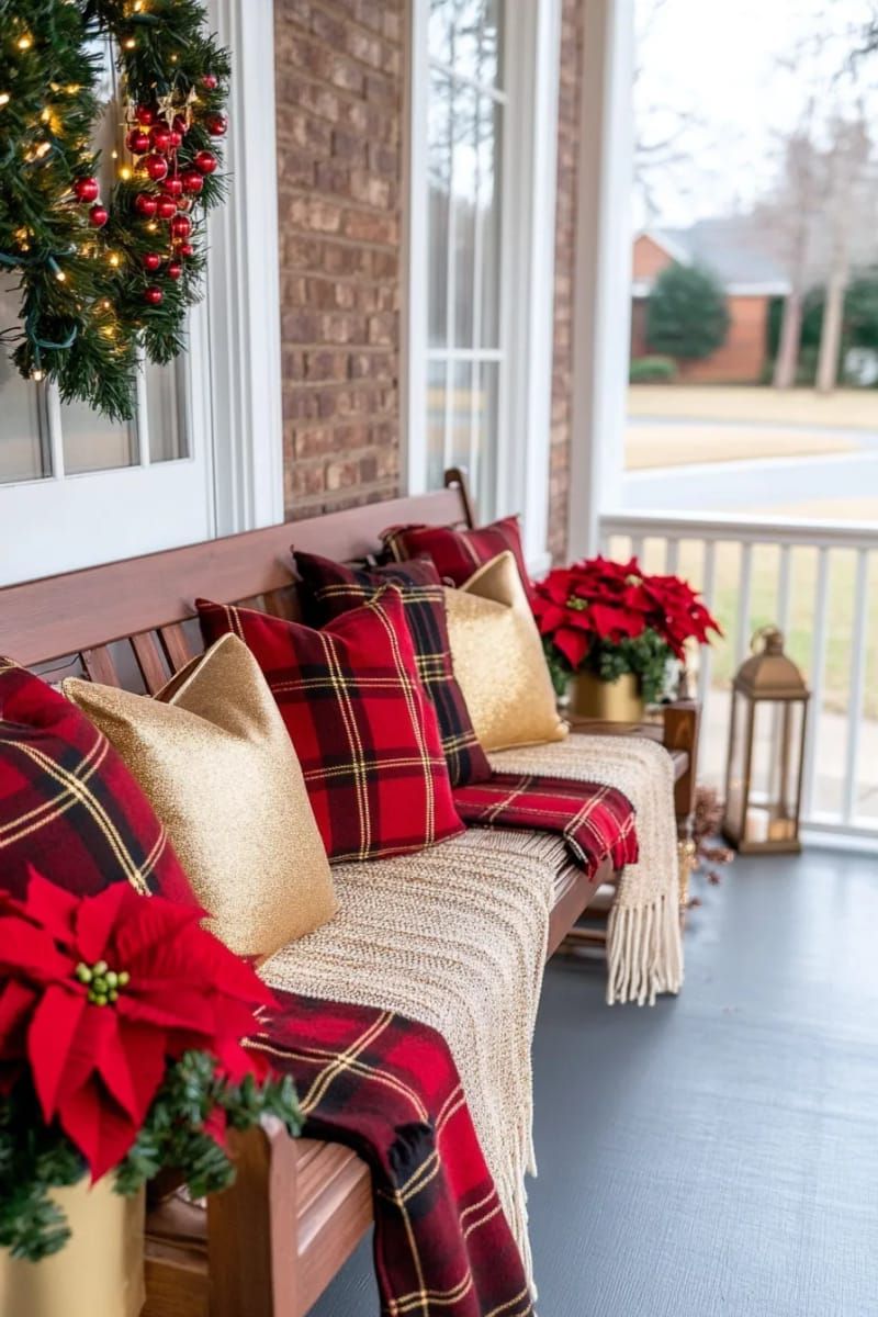 7. Plaid Throws And Gold-Trimmed Porch Cushions - photo 4