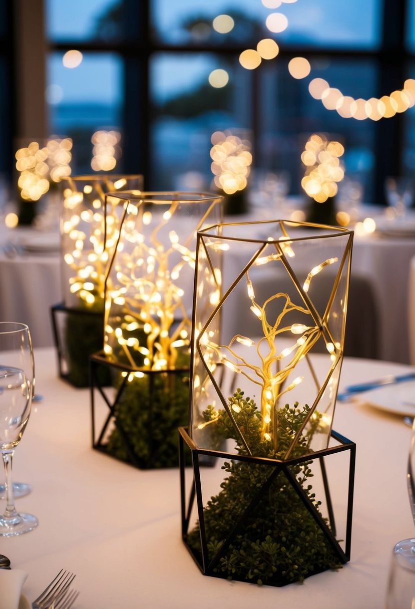 10) Hang Fairy Lights in Geometric Holders