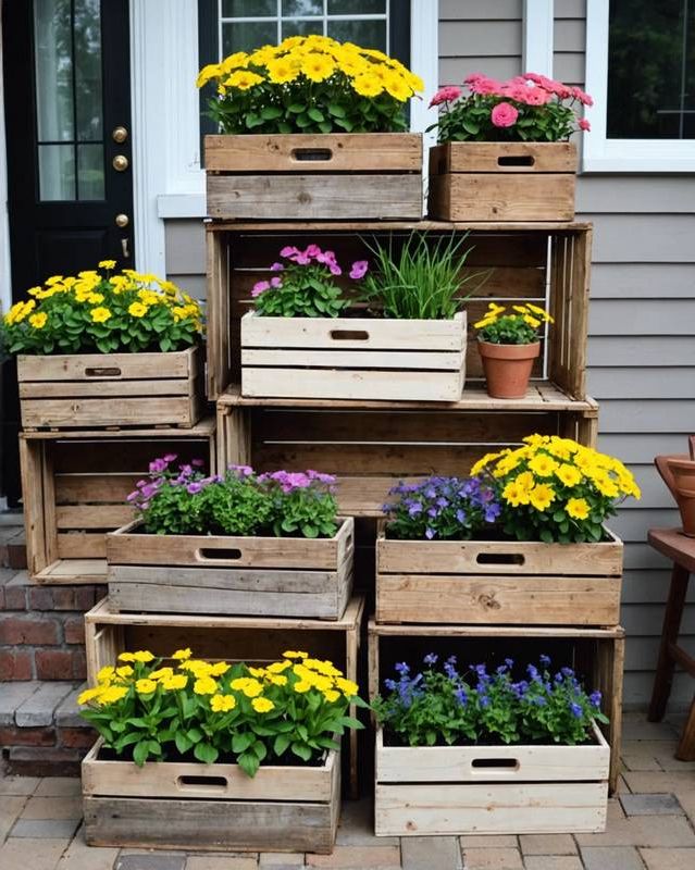 Wooden Crate Planter Ideas