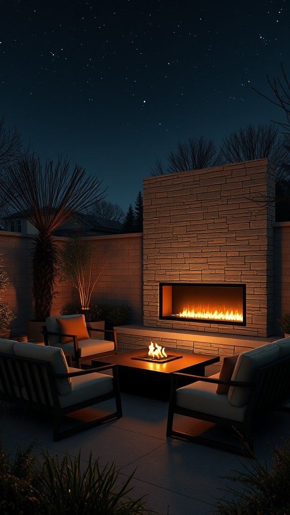 Minimalist Wall-Integrated Fireplace Design