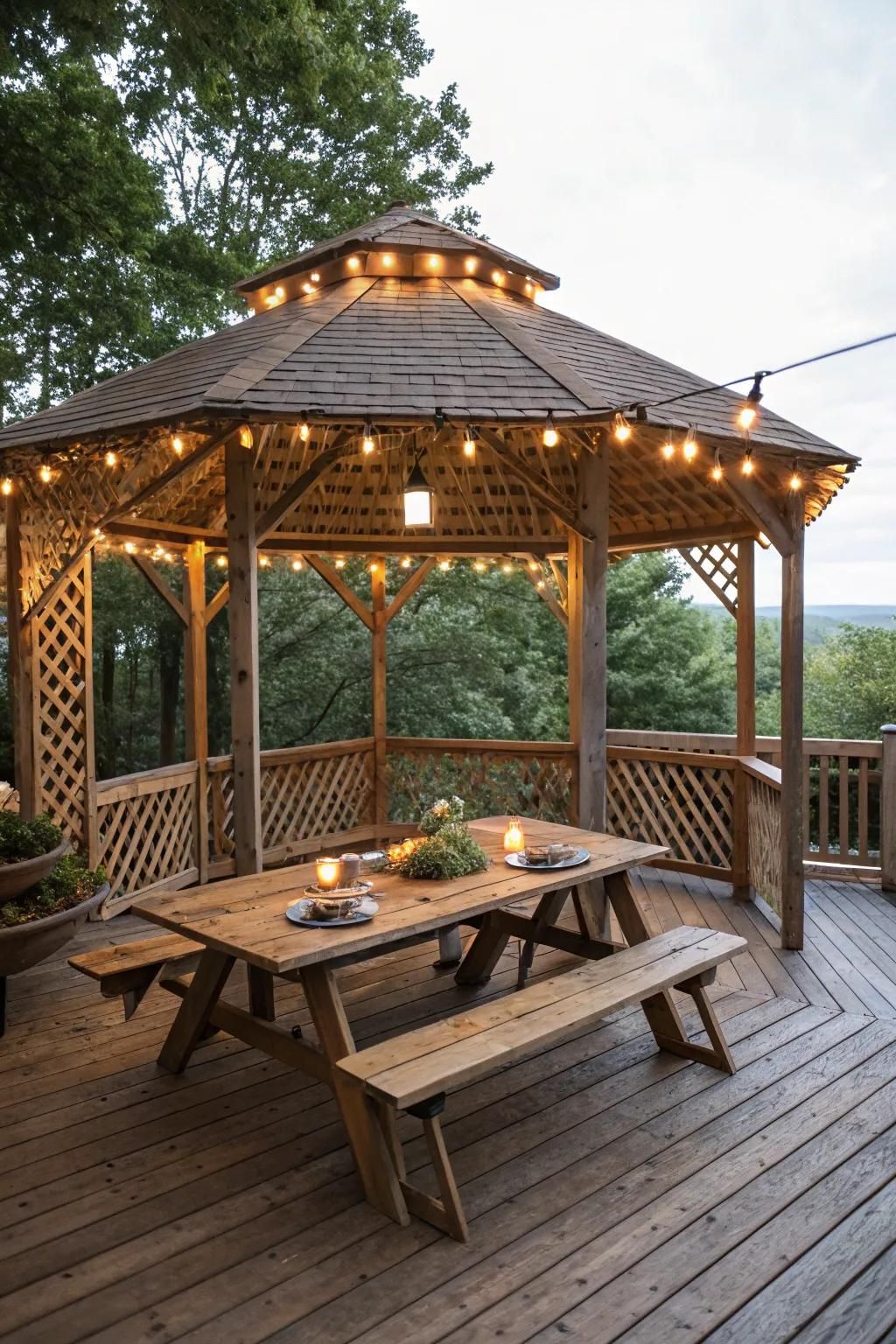 12. Wooden Picnic-Style Gazebo