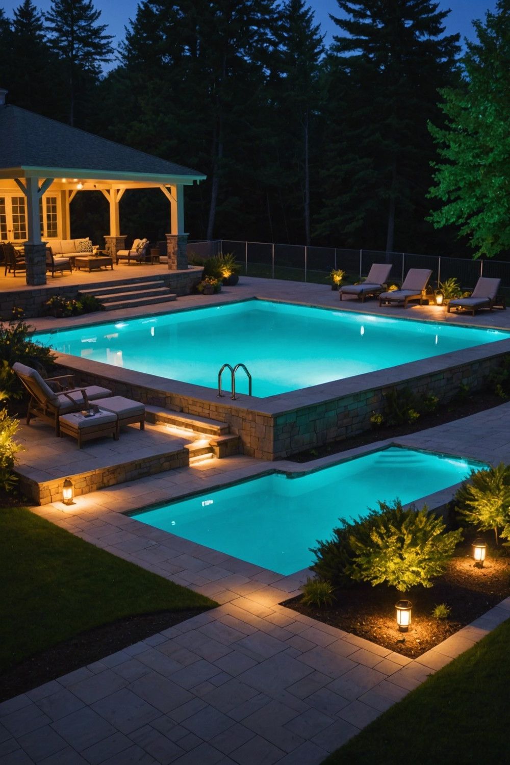 Steps with Built-in Pool Lighting