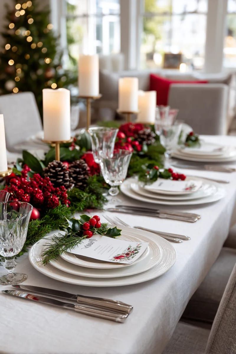 25. Watercolor Holly Menus With Handwritten Names - photo 3