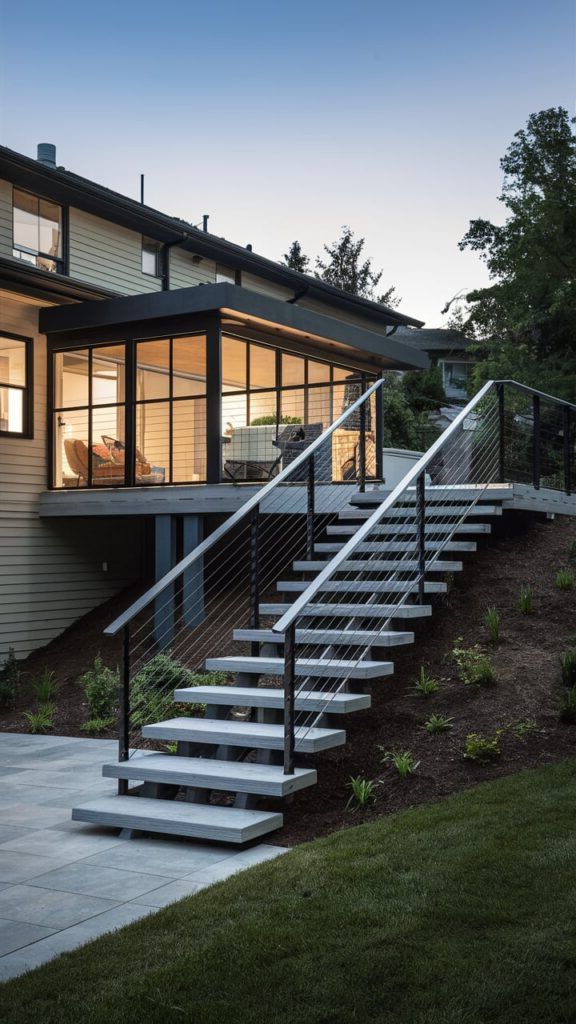 46) Cable Railing System for Gradual Steps