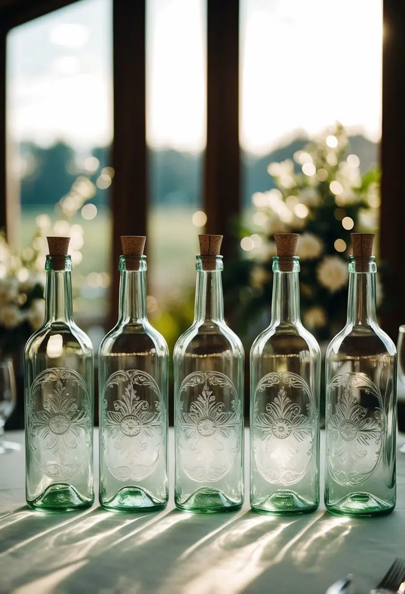 11) Glass Bottles Engraved with Names