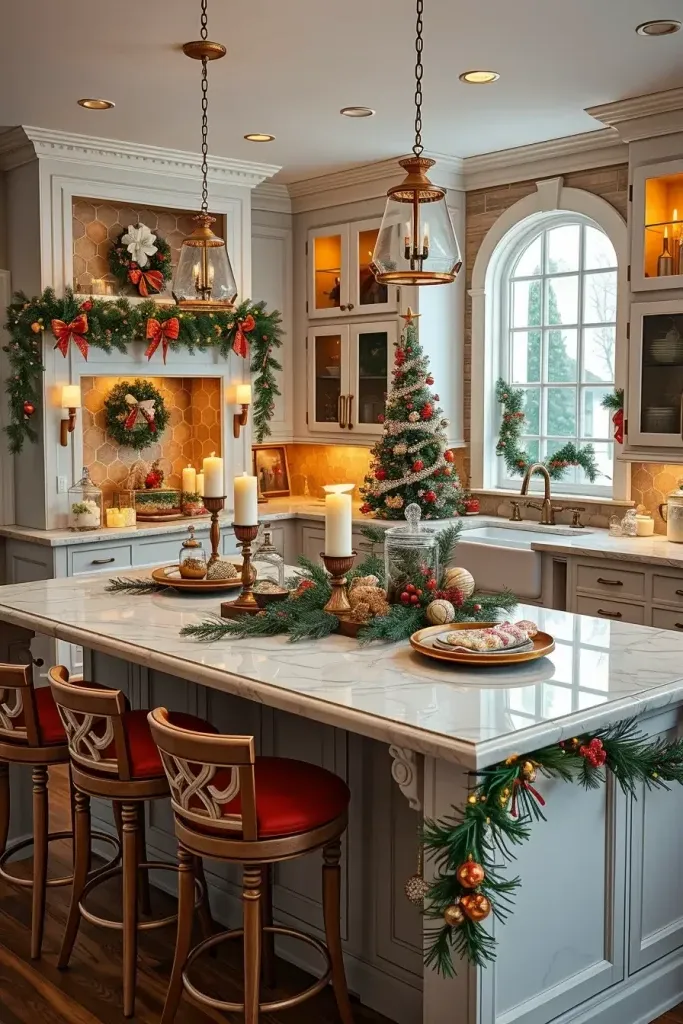 Decorating Kitchen Islands and Countertops for Christmas